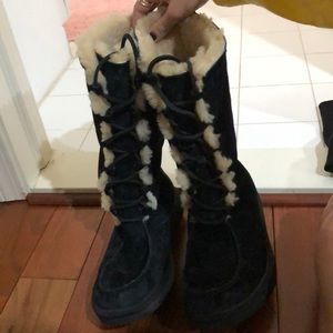 UGG fur tie up tall boots